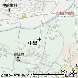 和歌山県岩出市中黒周辺の地図