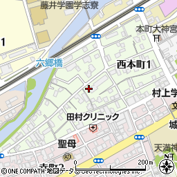 香川県丸亀市西本町周辺の地図
