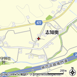兵庫県南あわじ市志知奥355周辺の地図