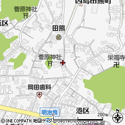 広島県尾道市因島田熊町中央区周辺の地図