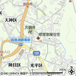 広島県尾道市因島中庄町室屋区周辺の地図