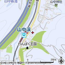 大阪府阪南市山中渓周辺の地図