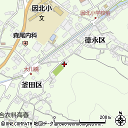 広島県尾道市因島中庄町釜田区233周辺の地図