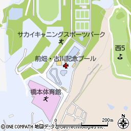 前畑・古川記念プール周辺の地図