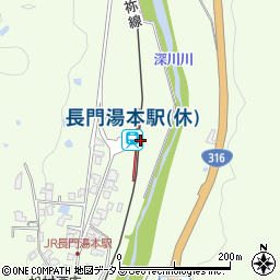 長門湯本駅周辺の地図