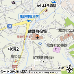 熊野町役場周辺の地図