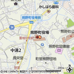 熊野町役場　産業観光課周辺の地図