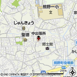熊野町役場　熊野町教育委員会・熊野中央ふれあい館周辺の地図