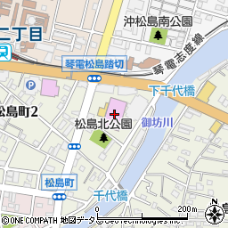 ラウンドワンスタジアム高松店周辺の地図