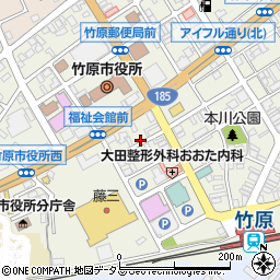 広島県竹原市中央周辺の地図