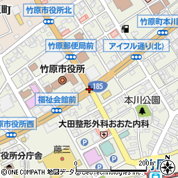 竹原市役所南周辺の地図
