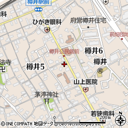 樽井郵便局周辺の地図