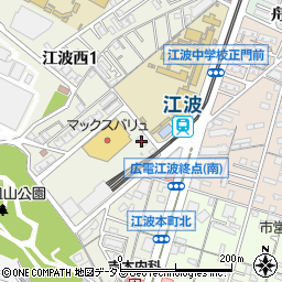 広島電鉄株式会社　バス事業本部・都市圏輸送営業部・江波営業課周辺の地図