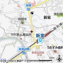 泉南新家郵便局周辺の地図