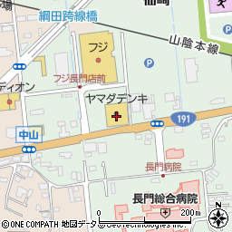 ウォンツフジ長門店周辺の地図