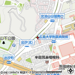 大学病院入口周辺の地図