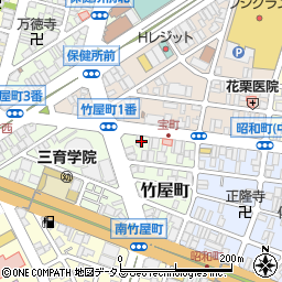 竹屋パーキング周辺の地図