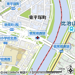 鶴見橋西詰周辺の地図