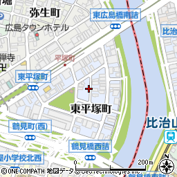 広島県広島市中区東平塚町周辺の地図
