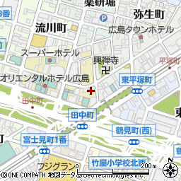 広島県広島市中区田中町周辺の地図