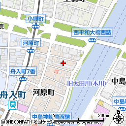 広島県広島市中区河原町4周辺の地図