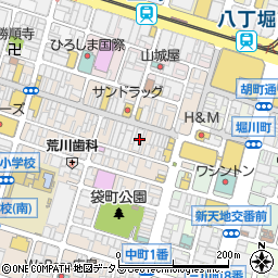 隠れ家個室居酒屋 999円無制限飲み放題 和菜美 広島袋町店周辺の地図