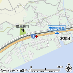 広島県三原市木原周辺の地図