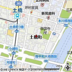 広島県広島市中区土橋町周辺の地図