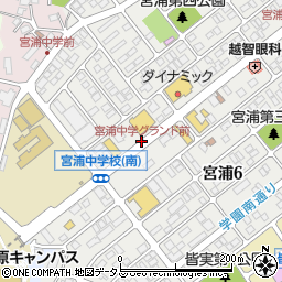 宮浦中学グランド前周辺の地図