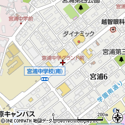 宮浦中学グランド前周辺の地図