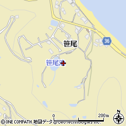 香川県高松市庵治町笹尾周辺の地図
