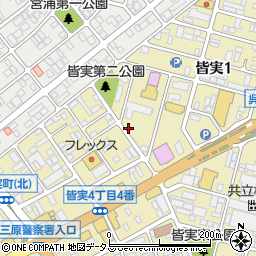 〒723-0052 広島県三原市皆実の地図