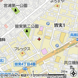 広島県三原市皆実1丁目16周辺の地図