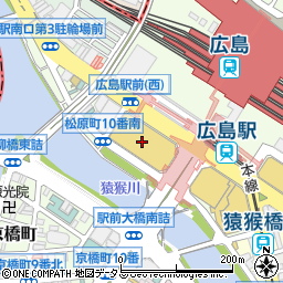 福屋広島駅前店１１階レストラン街・レストランプラザ・パノラマフードコートうまいもんや・五エ門周辺の地図