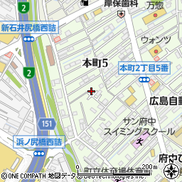 広島県安芸郡府中町本町5丁目16周辺の地図