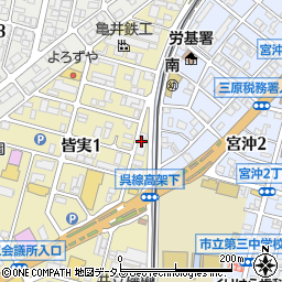 広島県三原市皆実1丁目11周辺の地図