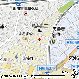 広島県三原市皆実1丁目4周辺の地図