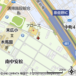 大阪府泉佐野市南中安松1614周辺の地図