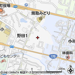 大阪府泉南郡熊取町野田1丁目周辺の地図