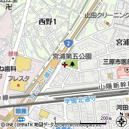 宮浦第五公園トイレ周辺の地図