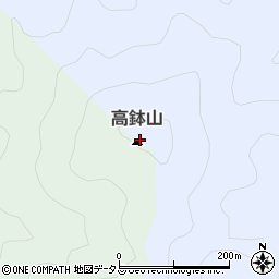 高鉢山周辺の地図