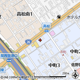 モスバーガールート２６号泉佐野店周辺の地図