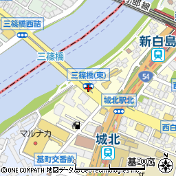 三篠橋東周辺の地図