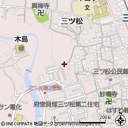 大阪府貝塚市三ツ松周辺の地図
