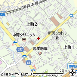大阪府泉佐野市上町周辺の地図