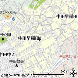 広島牛田早稲田郵便局周辺の地図