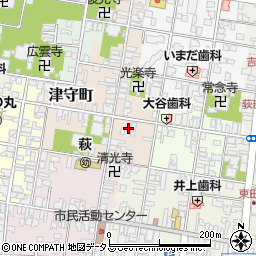山口県萩市上五間町周辺の地図