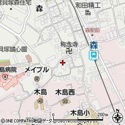 大阪府貝塚市森581周辺の地図