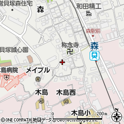 大阪府貝塚市森582周辺の地図