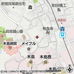 大阪府貝塚市森836周辺の地図
